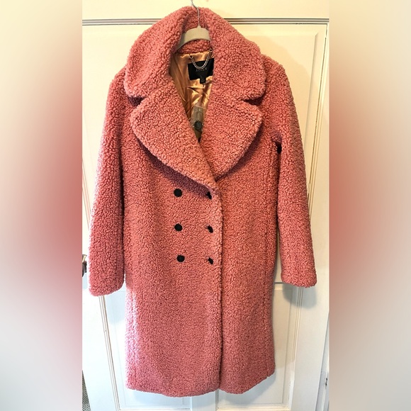 NWT J. Crew pink teddy fleece long trench women’s coat size xs x-small new - Picture 2 of 6